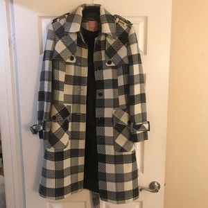 TED BAKER Wool Buffalo Check Coat - Size 3